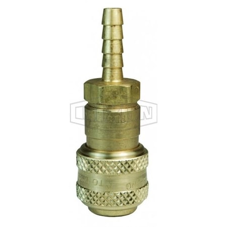 D-Series Coupler, 1/4 in, 3/8 in Hose Barb, Brass MPN:2DS3-B