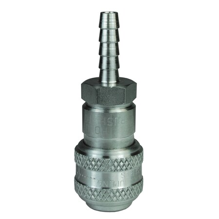 D-Series Coupler, 1/4 in, 3/8 in Hose Barb, Stainless Steel MPN:2DS3-S