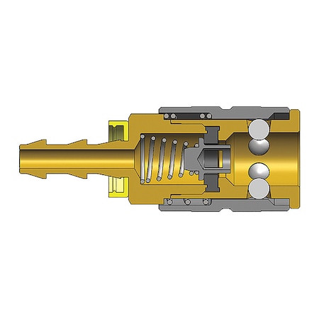 F Series Quick Connect Plug, 1/4 in Body, 3/8 in Hose Barb, Brass MPN:2FB3-B