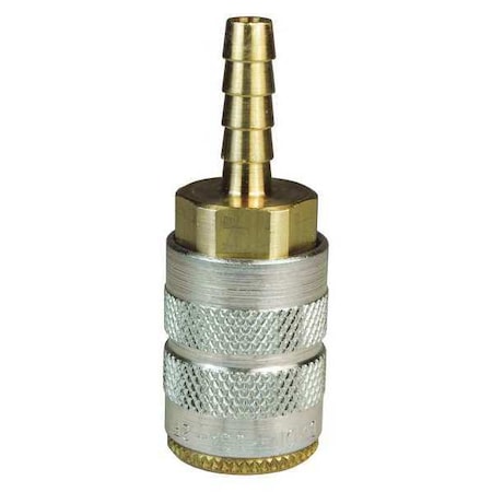 Quick Connect Coupler, F Series, Manual, 1/4 in Hose Barb, Brass MPN:2FS2-B