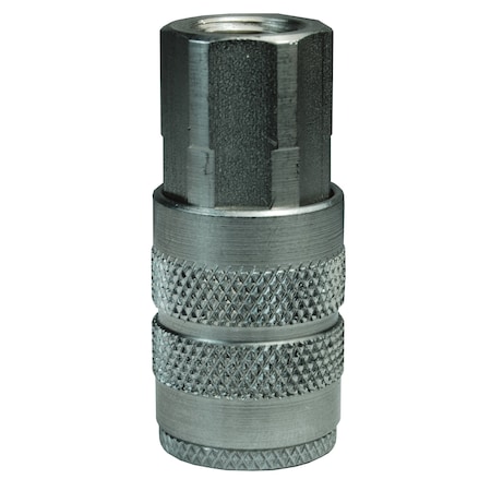Quick Connect Coupler, F-Series, Manual, 3/8 in FNPT, 3/8 in Coupler, Stainless Steel MPN:3FF3-S