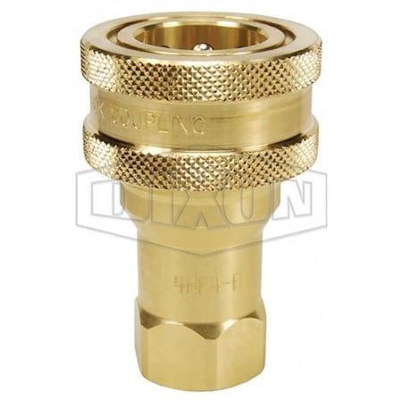 Quick Connect Coupler, H Series, Poppet Valve, 3/8 in FNPT, 3/8 in Body, Brass MPN:3HF3-B