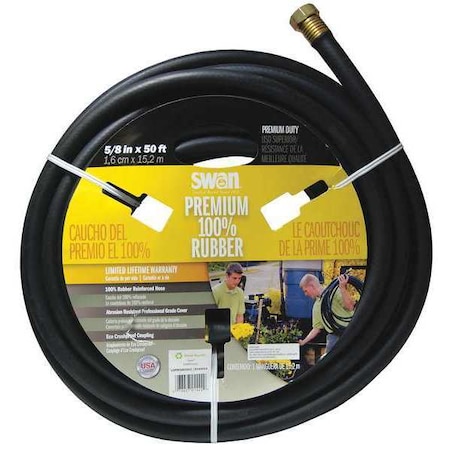 5/8 in ID x 50 ft L Water Hose, Rubber Tube, Black MPN:PGH50