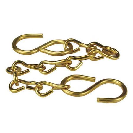 Jack Chain with S Hook, Brass 12