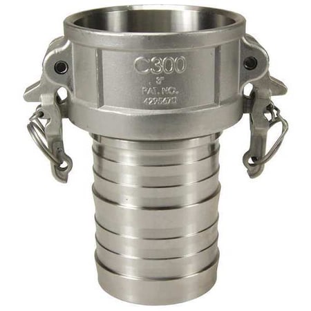 Cam/Groove Coupler x Hose, Shank, 3