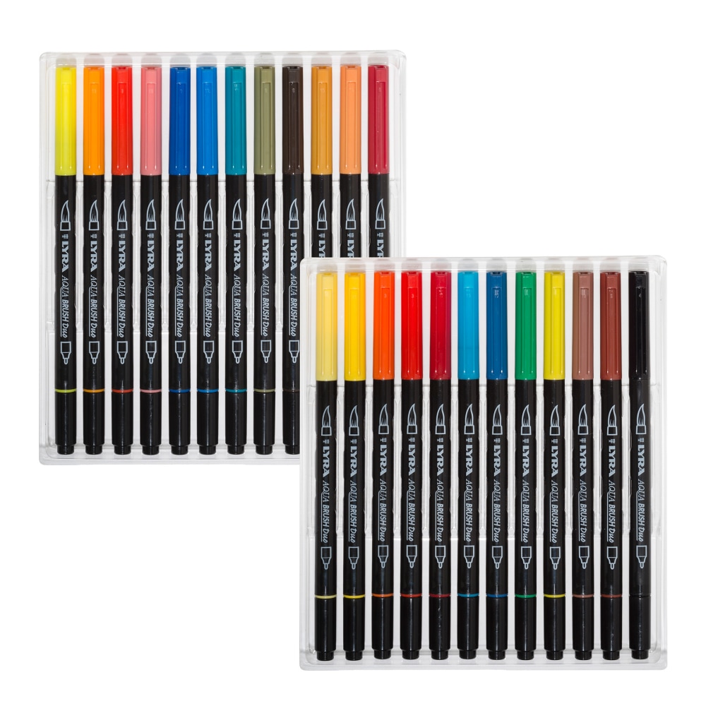 Lyra Aqua Brush Duo Art Markers, Broad/Brush Tip, Assorted Colors, Pack Of 24 Markers MPN:DIXL6521240