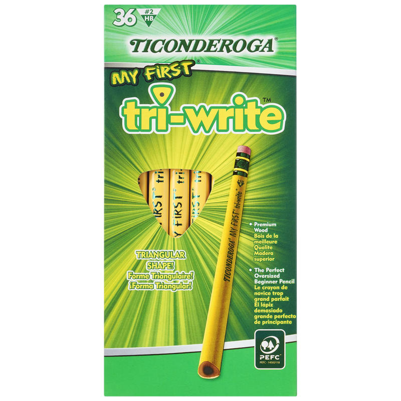 Ticonderoga My First Tri-Write Triangular No. 2 Pencils, #2 Lead, Soft, Pack of 36 MPN:13082