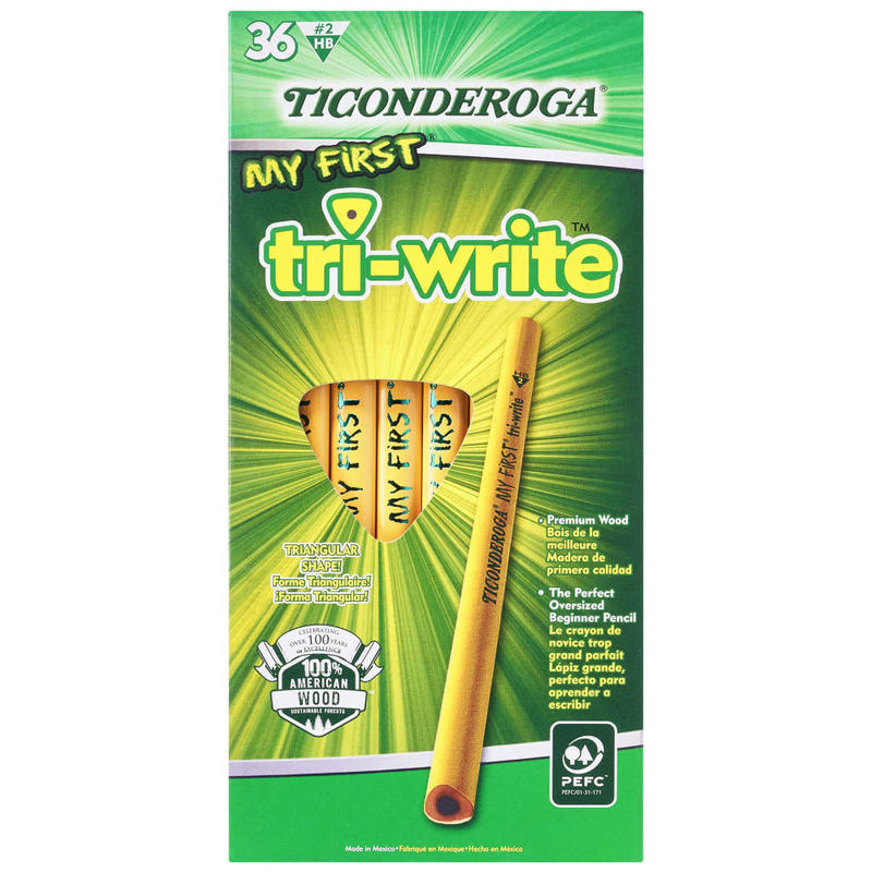 Ticonderoga Tri-Write Beginners Pencils, #2 Lead, Soft, Pack of 36 MPN:13084