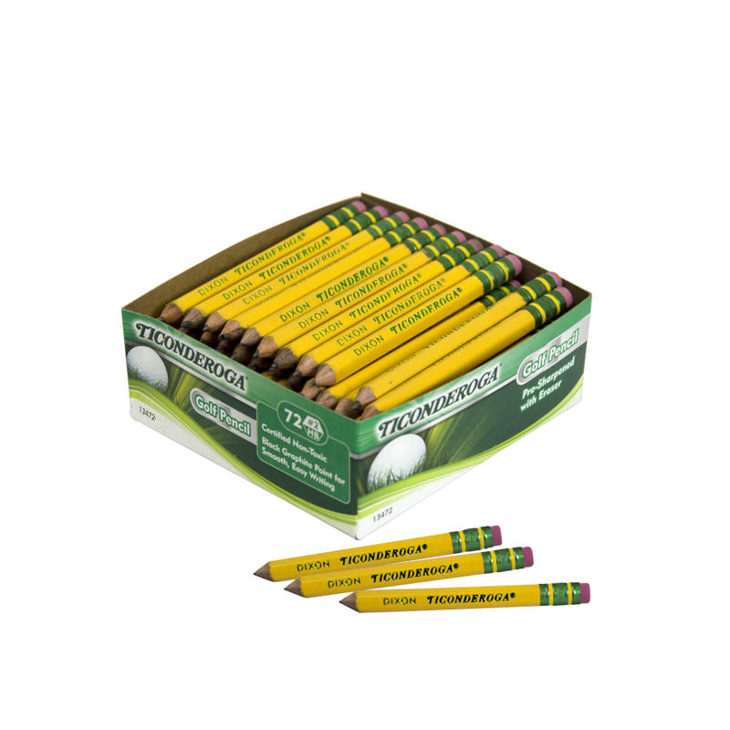 Ticonderoga Golf Pencils With Erasers, Presharpened, #2 Lead, Pack of 72 (Min Order Qty 6) MPN:13472
