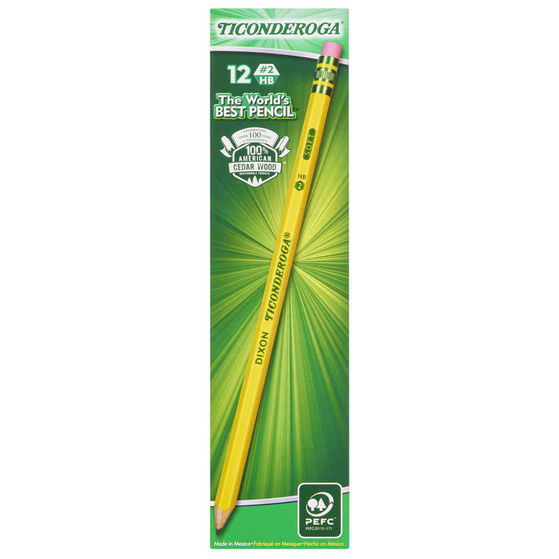 Ticonderoga Pencils, Presharpened, #2 Lead, Soft, Pack of 12 MPN:13806