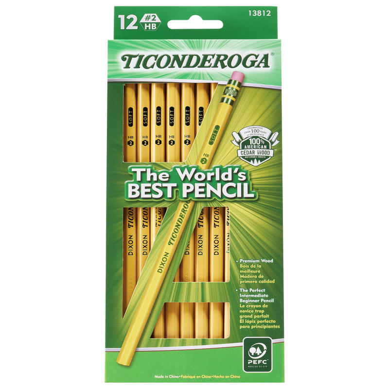 Ticonderoga Pencil, #2 Lead, Soft, Pack of 12 (Min Order Qty 25) MPN:13812