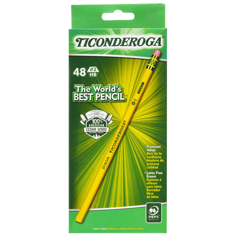 Ticonderoga Pencils, #2 Medium Soft Lead, Yellow Barrel, Box Of 48 Pencils MPN:13922