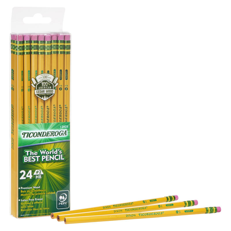 Ticonderoga Pencils, #2 Lead, Medium Soft, Pack of 24 MPN:13924