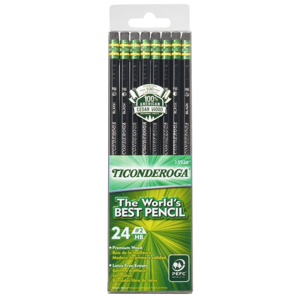 Ticonderoga Pencil, #2 Lead, Soft, Pack of 24 (Min Order Qty 12) MPN:13926
