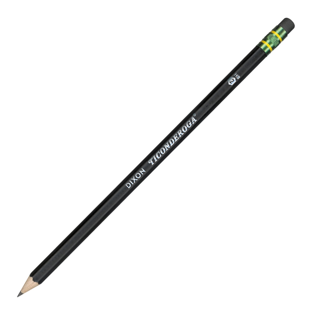 Ticonderoga Pencils, #2 Soft Lead, Black Barrel, Box Of 12 MPN:13953