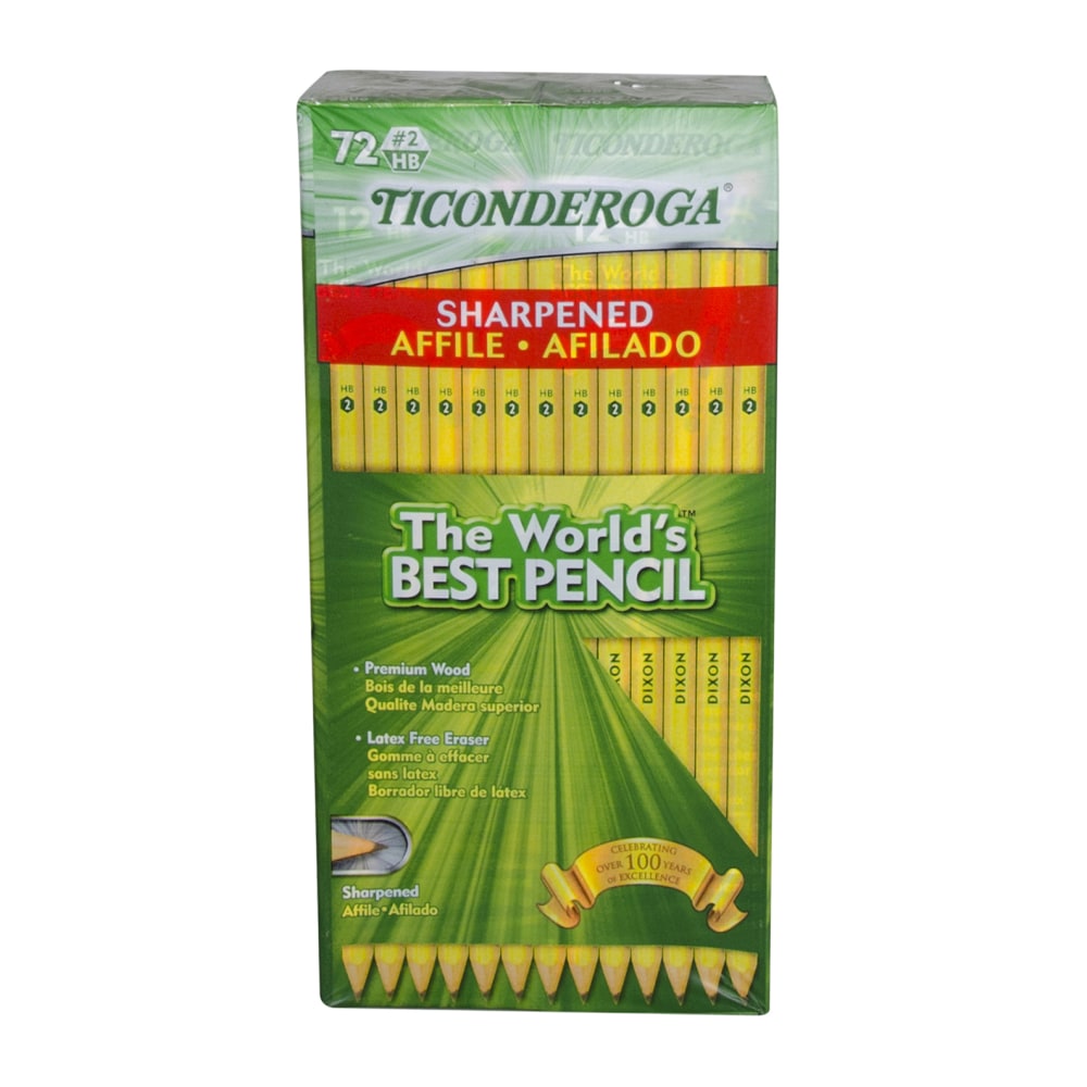 Ticonderoga #2 Pre-sharpened Pencils, 0.7 mm, Yellow, Pack Of 72 Pencils MPN:13972
