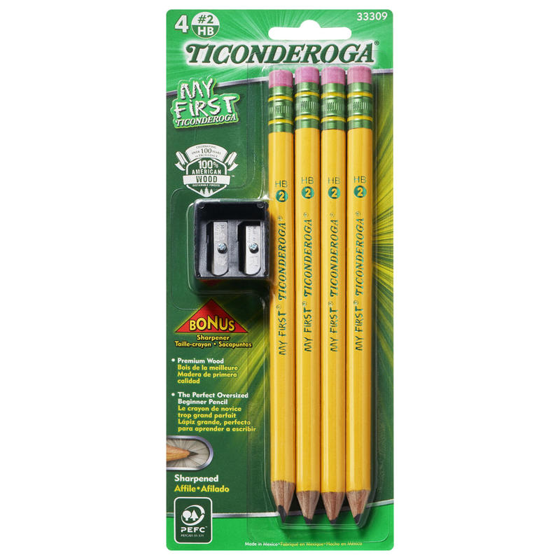 Ticonderoga Beginner Pencils, Presharpened, #2 Lead, Medium Soft, Pack of 4 MPN:33309