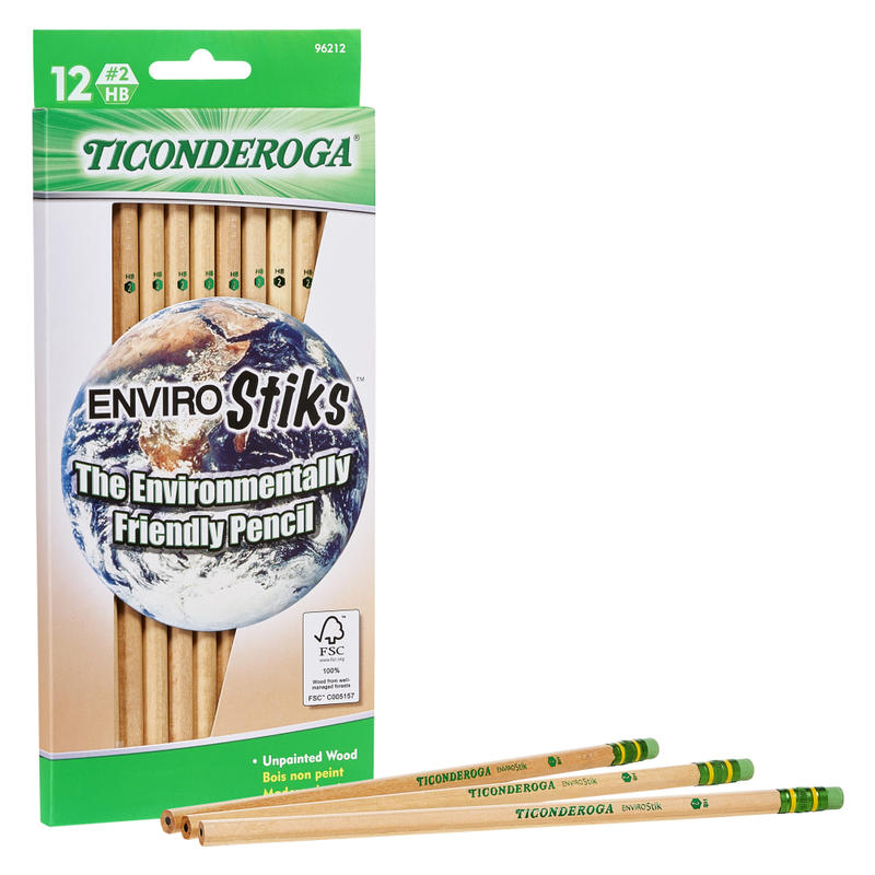 Ticonderoga EnviroStik Pencils, Presharpened, #2 Lead, Soft, Pack of 12 MPN:96212