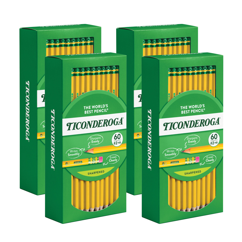 Ticonderoga Presharpened Wooden Pencils, #2/Soft, Yellow, Pack Of 240 Pencils MPN:DIX14634