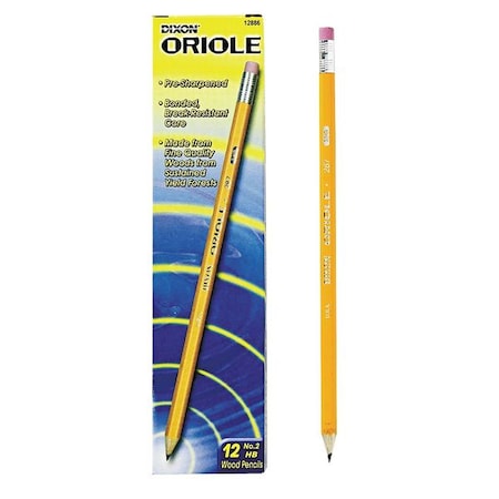 Oriole Presharpened Pencils, HB (No 2), Black Lead, Yellow Barrel, PK12 MPN:DIX12886
