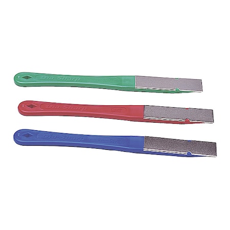 Hone Set, 7 in W, 3/4 in L, 3/16 in H, Diamond, 9, 25, 45 Grit, Blue/Green/Red MPN:D2K
