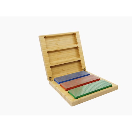Three Sharpening Stones, 6 in, Wood Box MPN:W6EFC