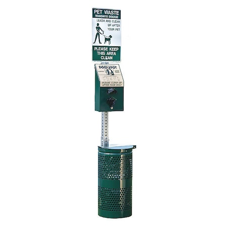10 gal. Green Aluminum Round Pet Waste Container MPN:1003-L