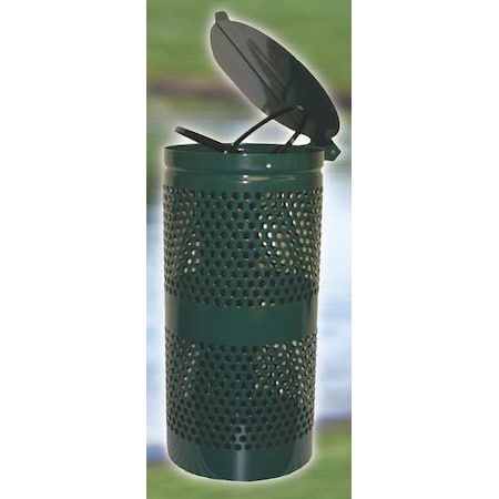 Not Applicable 10 gal Round Pet Waste Station, Green Lift Up, Steel, Not Applicable MPN:1206-L
