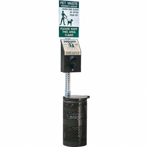 Pet Waste Stations, Container Material: Aluminum, Steel , Container Shape: Rectangle , Includes: 400 Bags, 50 Liner Bags  MPN:1003BLK-L