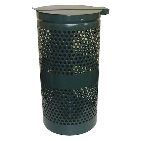10 gal Round Outdoor Can, Green, Aluminum, Steel, 8 in MPN:1206A-L