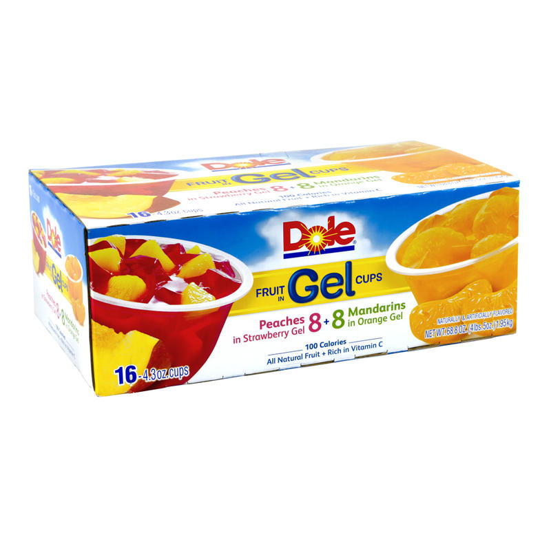 Dole Assorted Fruit In Gel Cups, 4.3 Oz, Box Of 16 MPN:24824