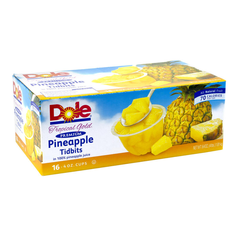 Dole Pineapple Tidbit Bowls, 4 Oz, Pack Of 16 MPN:25903