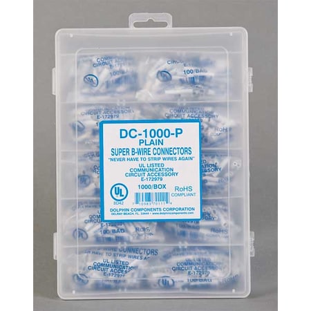 Insulation-Displacement Wire Connector, 16 AWG Max, 1 Port, White, PVC Insulation, 300 V, 1000 PK MPN:DC-1000-P