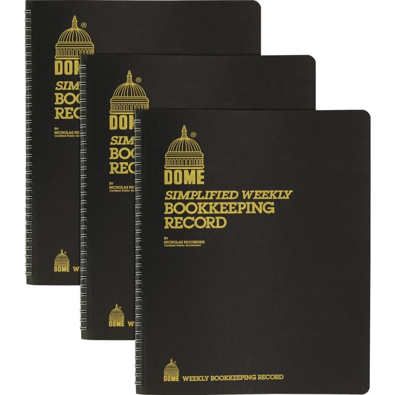 Dome Bookkeeping Record Book - 128 Sheet(s) - Wire Bound - 8.75in x 11.25in Sheet Size - Brown Cover - Recycled - 3 / Bundle (Min Order Qty 2) MPN:600BD