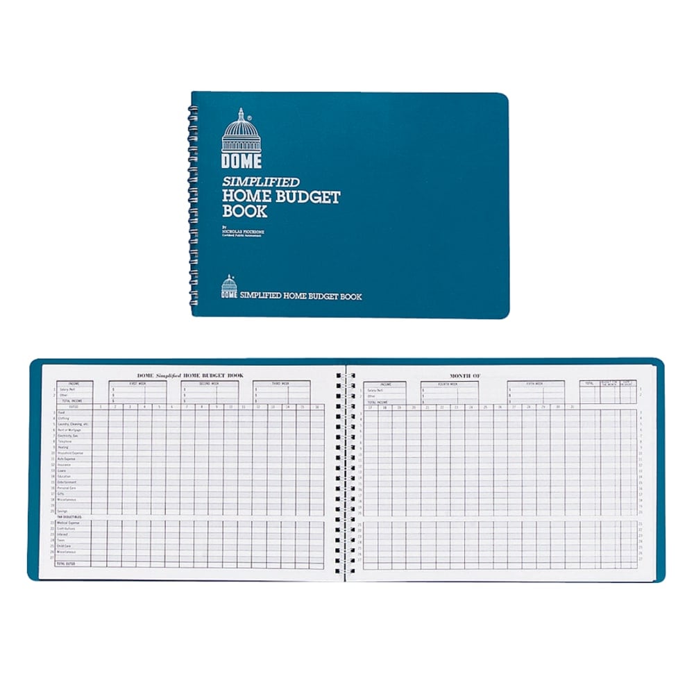 Dome Simplified Home Budget Book, 7 1/2in x 10 1/2in, Teal (Min Order Qty 10) MPN:840