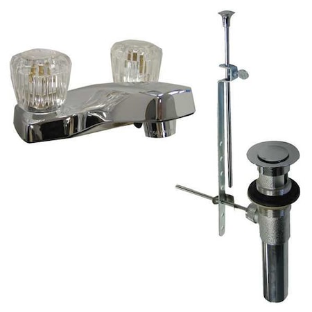 Rigid Bathroom Faucet, Chrome, 2 Holes, Knob Handle MPN:77-1006