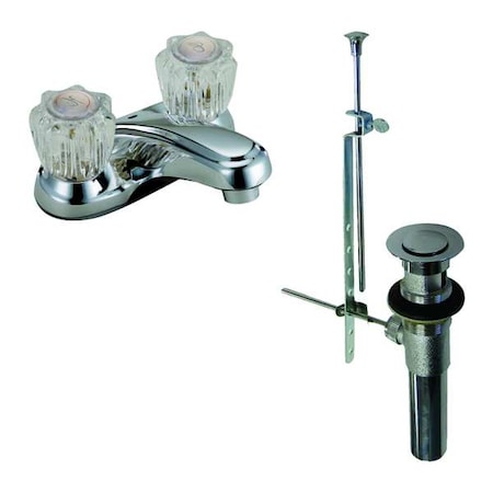Manual Lavatory Faucet Integral Spout, Chrome 2 Holes, Acrylic Knob Handle MPN:77-1106