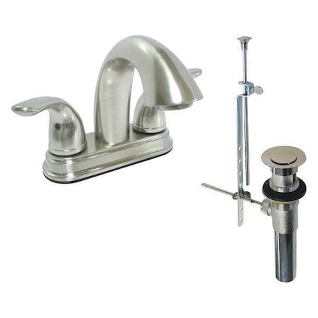 Dual-Handle Two Handle Faucet, for Lavatory, 4'' Mount, Brushed Nickel MPN:77-4300