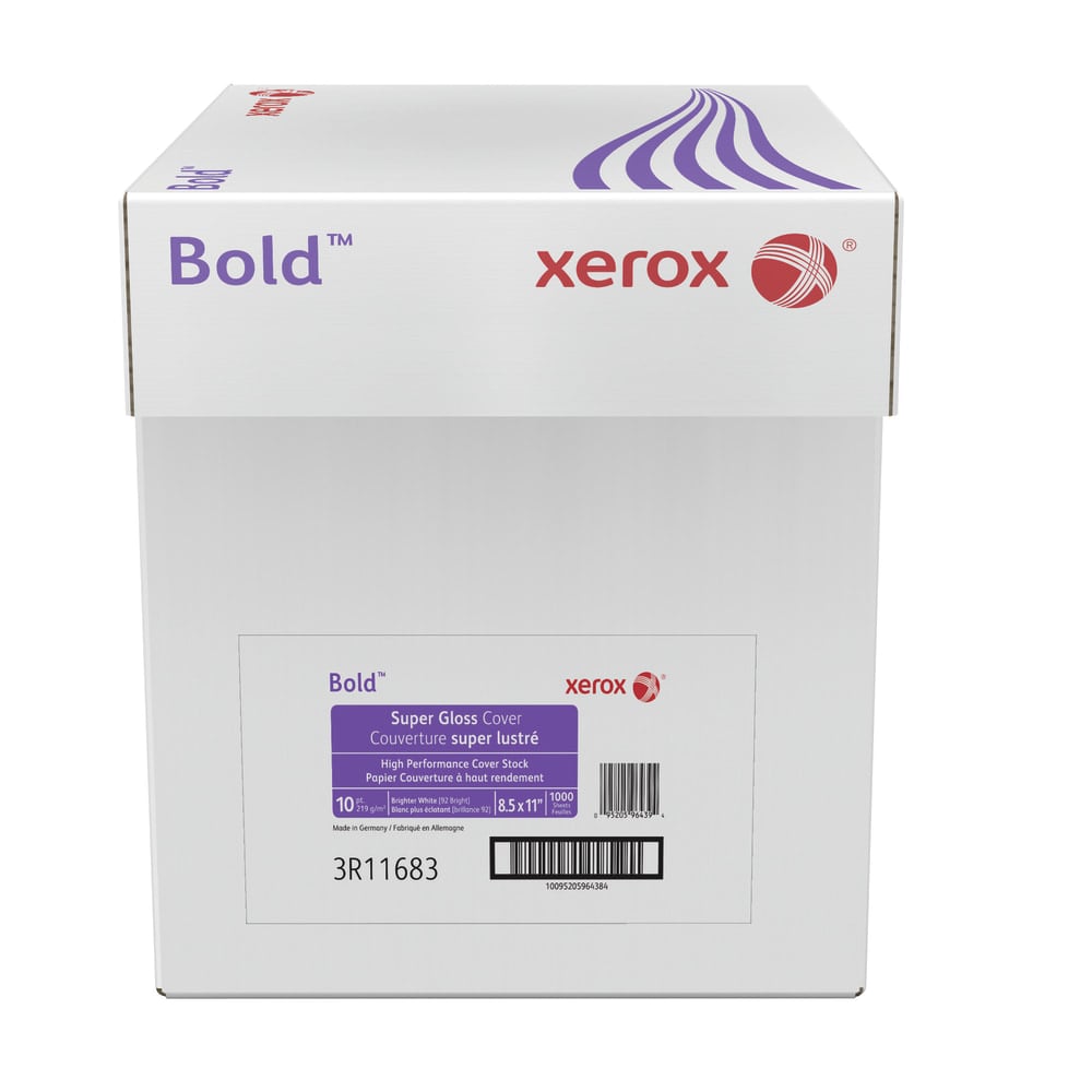 Xerox Bold Digital Super Gloss Cover Copier Paper, Letter Size (8 1/2in x 11in), Pack Of 250 Sheets, 92 (U.S.) Brightness, FSC Certified, White, Case Of 4 Reams MPN:3R11683-CT