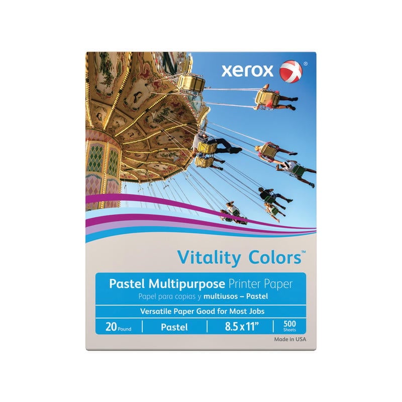 Xerox Vitality Colors Color Multi-Use Printer & Copier Paper, Letter Size (8 1/2in x 11in), Ream Of 500 Sheets, 20 Lb, 30% Recycled, Gray (Min Order Qty 9) MPN:3R20079