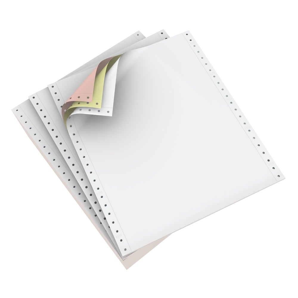 Domtar Carbonless Continuous Forms, 3-Part, 9 1/2in x 11in, White/Canary/Pink, Carton Of 1,200 Forms MPN:951323