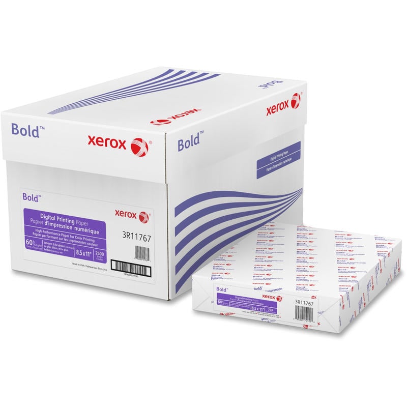 Xerox Bold Digital Multi-Use Printer & Copier Paper, Letter Size (8 1/2in x 11in), Pack Of 250 Sheets, 100 (U.S.) Brightness, 60 Lb, White (Min Order Qty 5) MPN:3R11767