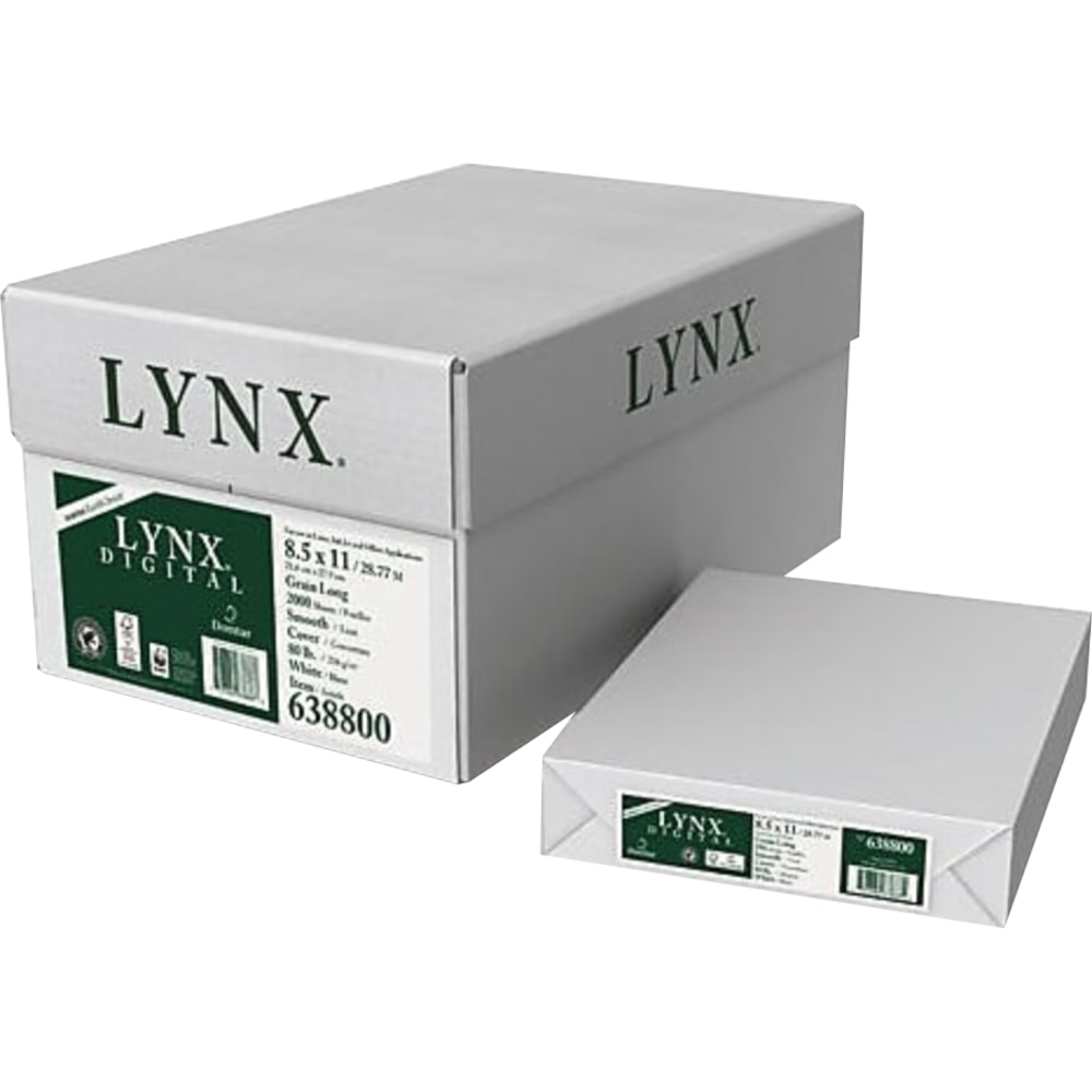 Domtar Lynx Digital Multi-Use Printer & Copier Paper, 8 Reams, Letter Size, 4000 Sheets Total, 80 Lb, White, 250 Sheets Per Ream - 638800 MPN:638800