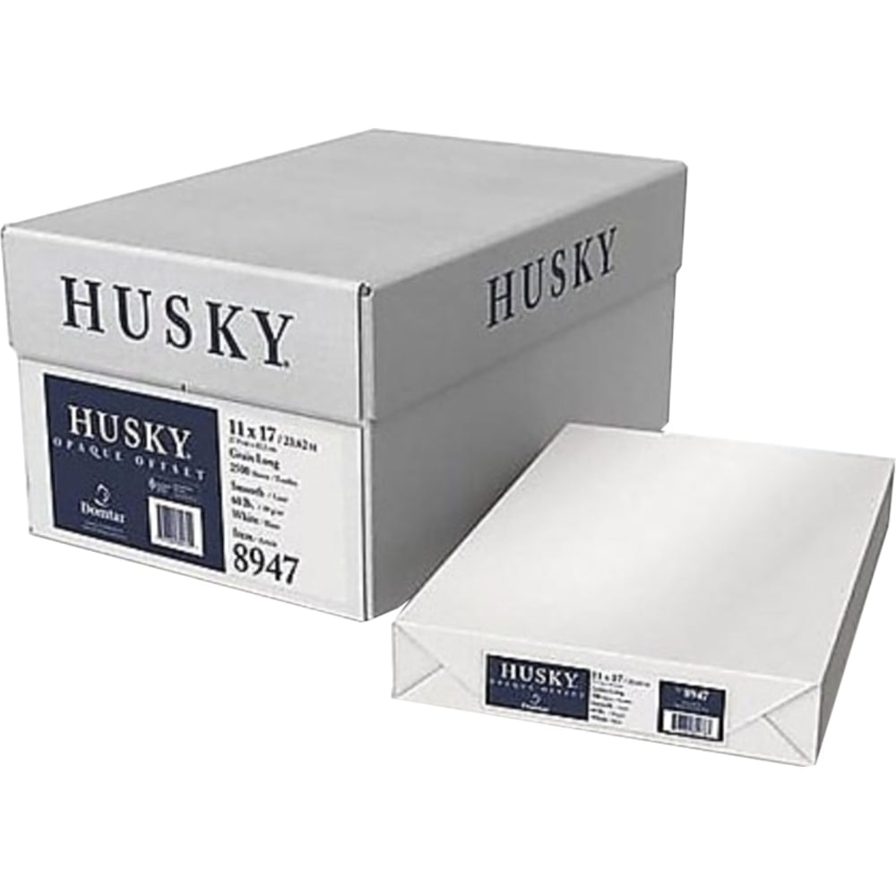 Domtar Husky Opaque Offset Multi-Use Printer & Copy Paper, 5 Reams, White, Tabloid (11in x 17in), 2500 Sheets Per Case, 60 Lb, 94 Brightness MPN:8947