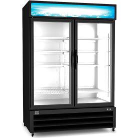 Kelvinator® Merchandiser Freezer 2 Glass Door Bottom Mount 48 Cu.ft Black KCHGM48F