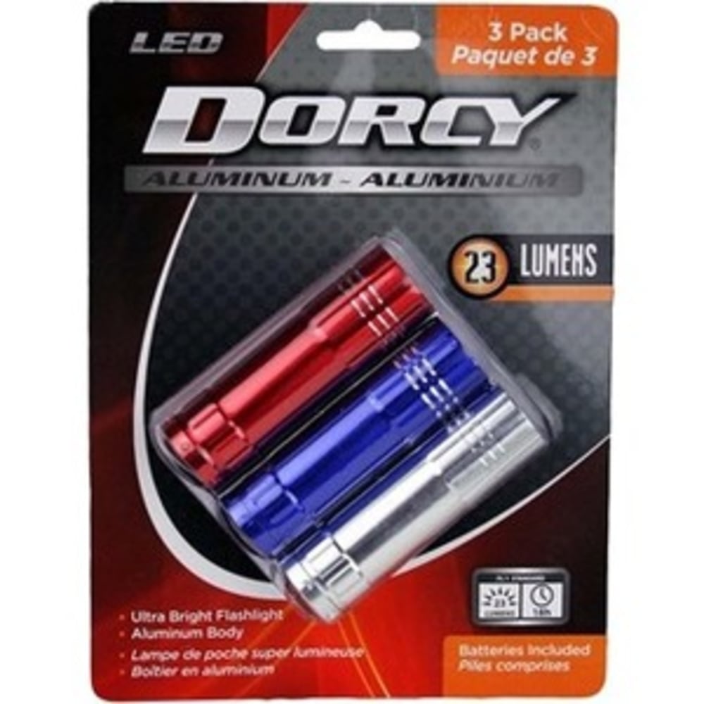 Dorcy 41-3246 9 LED Aluminum Flashlight, Red, Blue, Silver, Pack Of 3 (Min Order Qty 8) MPN:41-3246