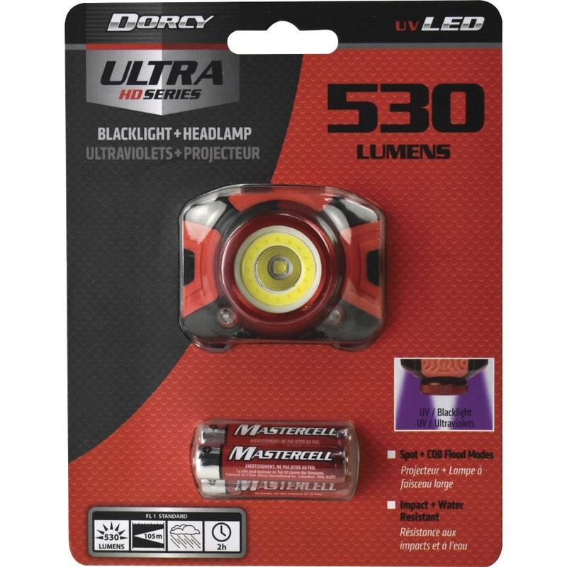 Dorcy Ultra HD 530 Lumen Headlamp - AAA - Black, Red (Min Order Qty 4) MPN:41-4335