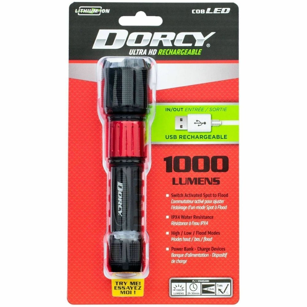 Dorcy Ultra 1000 Lumen USB Rechargeable Flashlight With Powerbank - LED - 1000 lm Lumen - 1 - Lithium Ion (L - 414358 MPN:41-4358