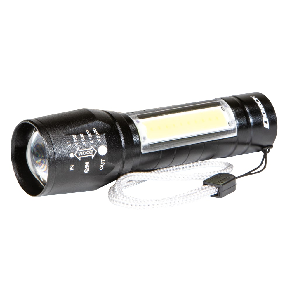 Dorcy Ultra HD 100W LED Rechargeable Aluminum Flashlight with Area Light, 1-1/2inH x 5inW x 1-7/16inD, Black MPN:41-4380