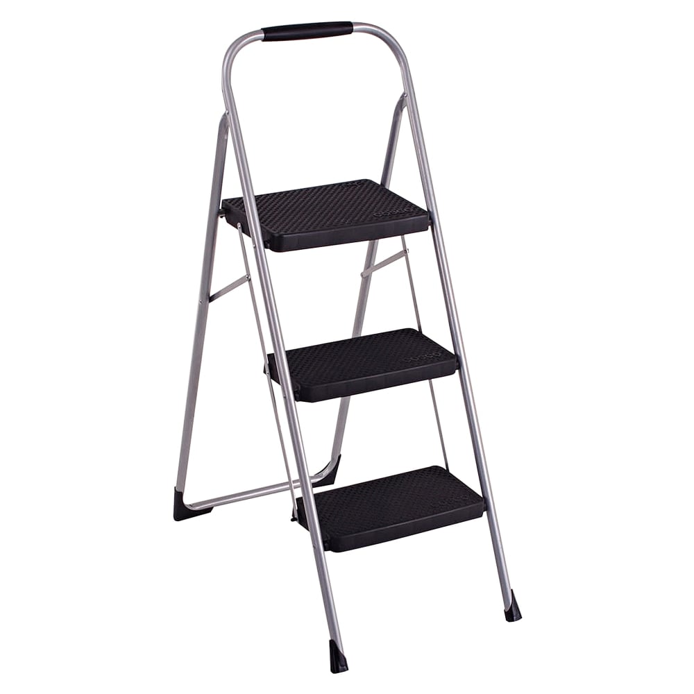Cosco Ultra-Thin 3-Step Ladder, 200 Lb Capacity, 52 3/4in, Black/Platinum MPN:11408PBL1E